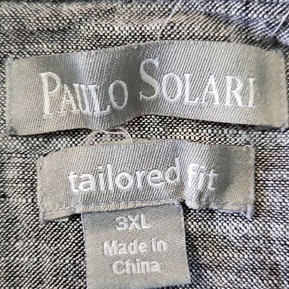 Men's Paulo Solari Gray Short Sleeve Linen Blend Shirt Size 3XL - Picture 8 of 11